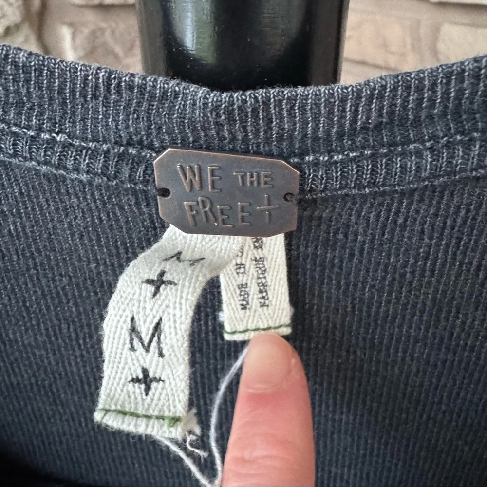 Free People We the Free Oversized Mineral Washed Henley Tee Shirt - Picture 6 of 6